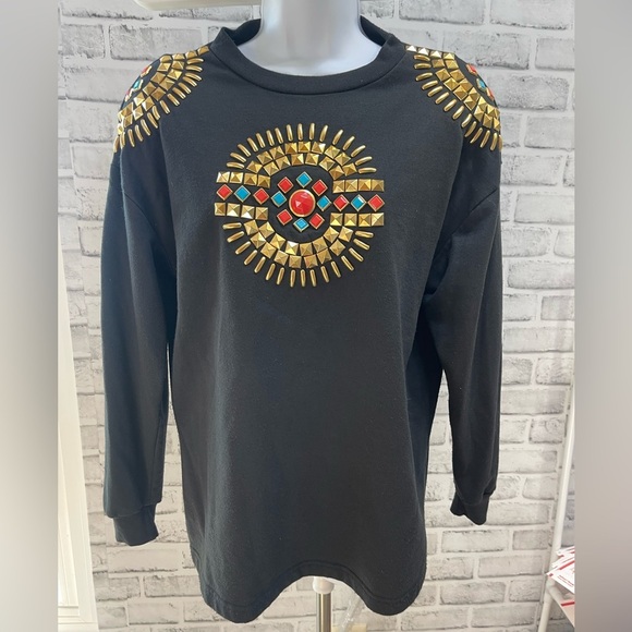 Vintage S.B. Collections Studded Shoulder Pad Sweatshirt Medium - Picture 1 of 11